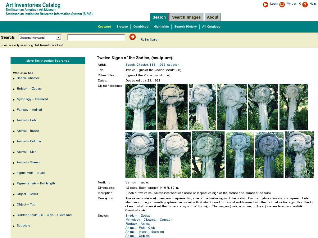 Resources :: Twelve Signs of the Zodiac, (sculpture) | Smithsonian Learning  Lab