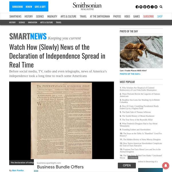 smithsonian with declaration of independence