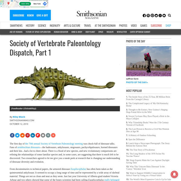 Resources Society of Vertebrate Paleontology Dispatch, Part 1